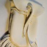 Handmade White Leather Pou..