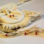 Handcut White Leather Pouc..